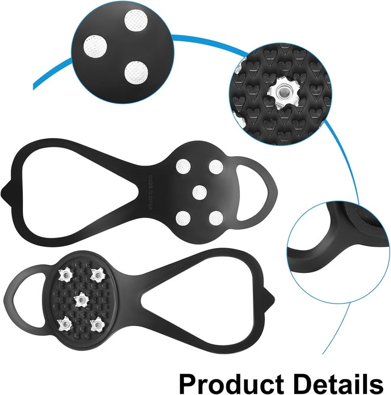 Fulushouxi 5 Spikes Crampons, 4 Pcs Ice Cleats for Shoes and Boots, Anti-Slip Ice Spikes for Shoes Women Men, Non Slip Grippers Crampons Grips for Hiking Fishing Walking Climbing Mountaineering - Image 4